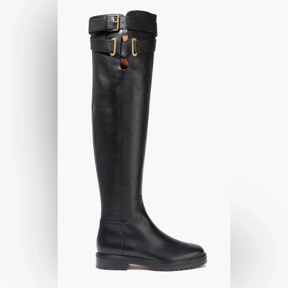 Classic Black Leather Knee-High Women's Boot